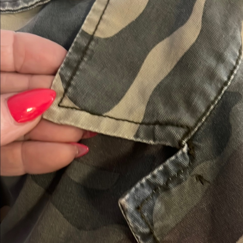 Frame Denim Utility Jacket Green and Tan Military-Inspired - Picture 4 of 15